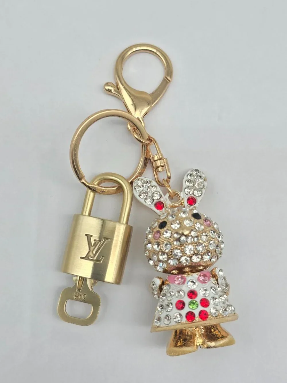 Authentic Louis Vuitton Gold Padlock 🔒 Key Set w/ Unbranded Bunny Bag Charm